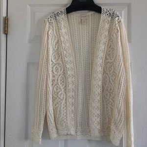 CHICO’S Size 0 Women’s Lace Cardigan Cream